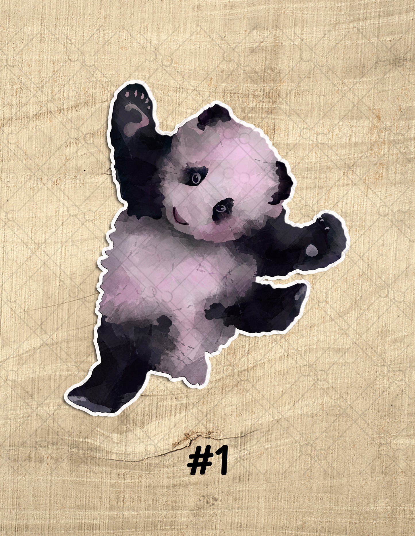 Watercolor Playful Pandas Waterproof Vinyl Sticker