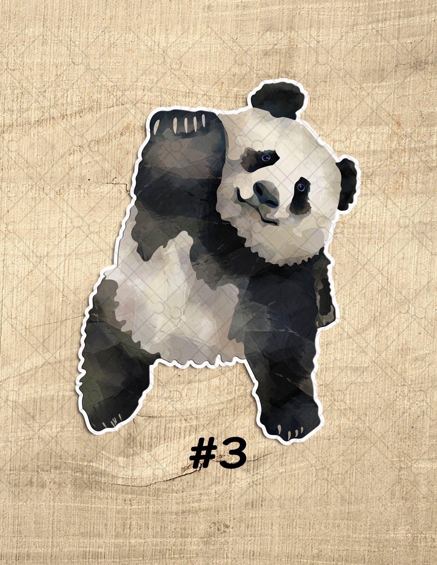 Watercolor Playful Pandas Waterproof Vinyl Sticker