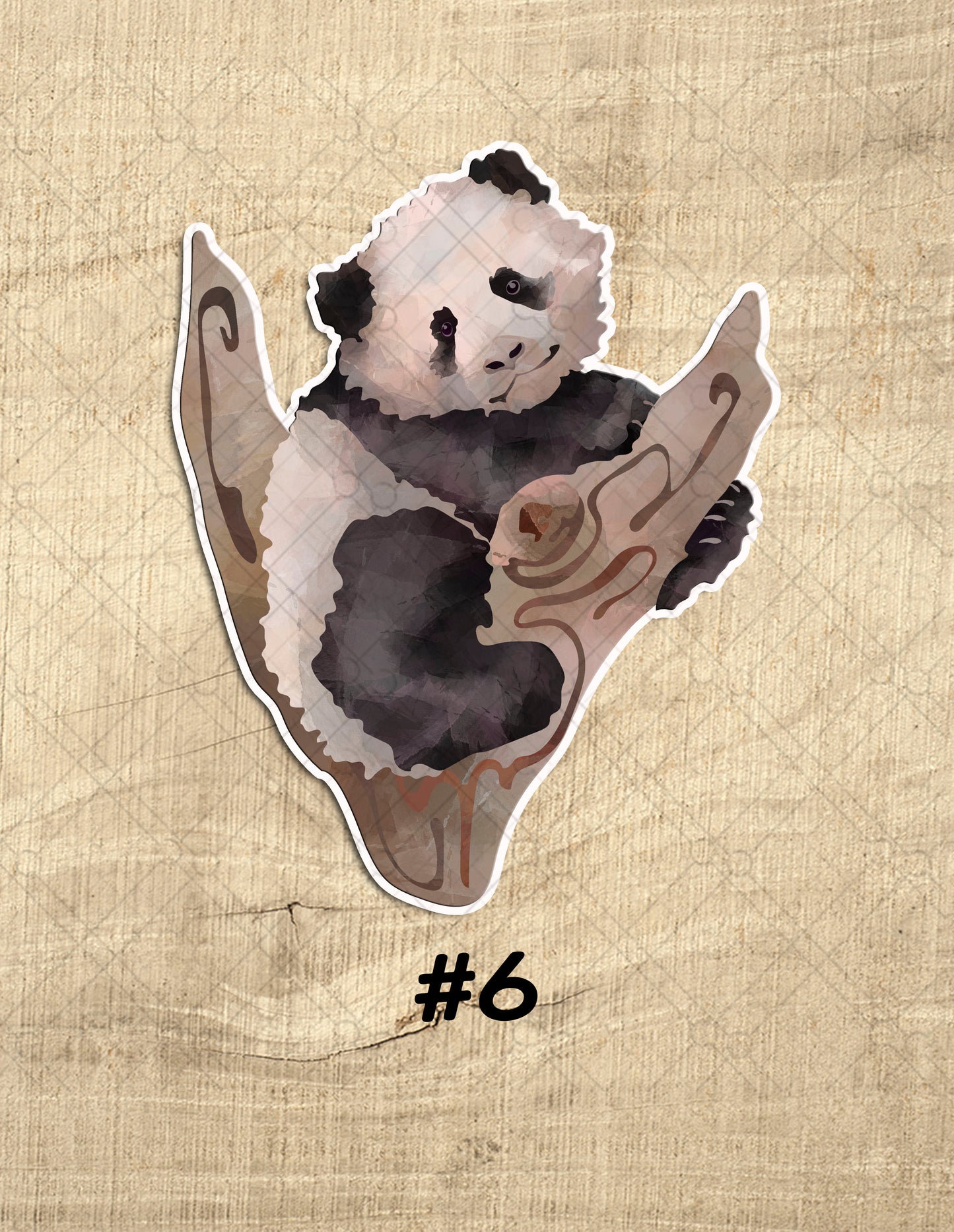 Watercolor Playful Pandas Waterproof Vinyl Sticker