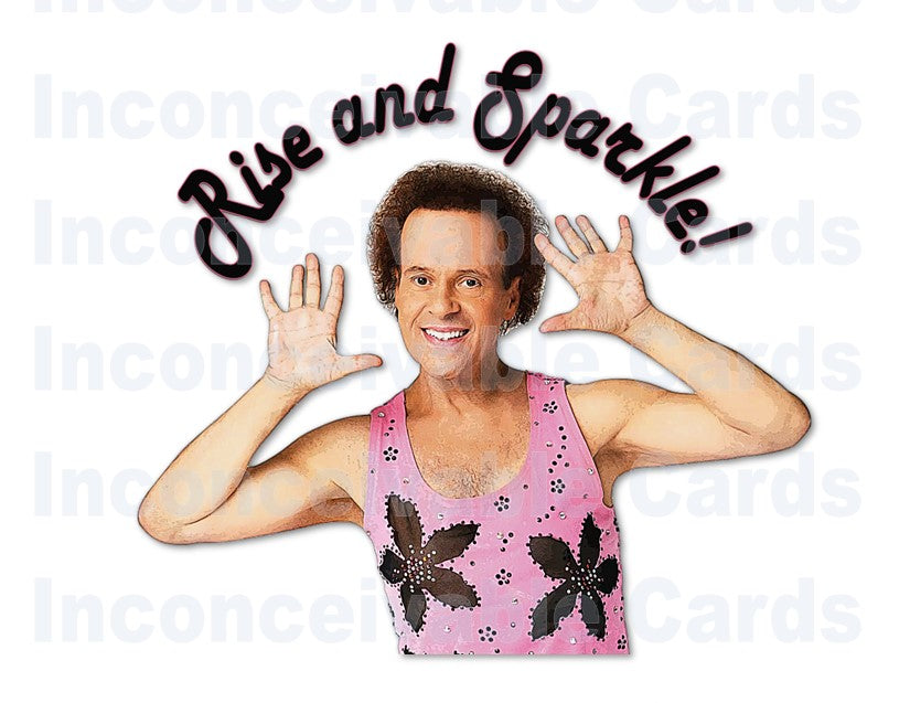 Funny "Rise and Sparkle!" 1980s Exercise Card for Any Occasion