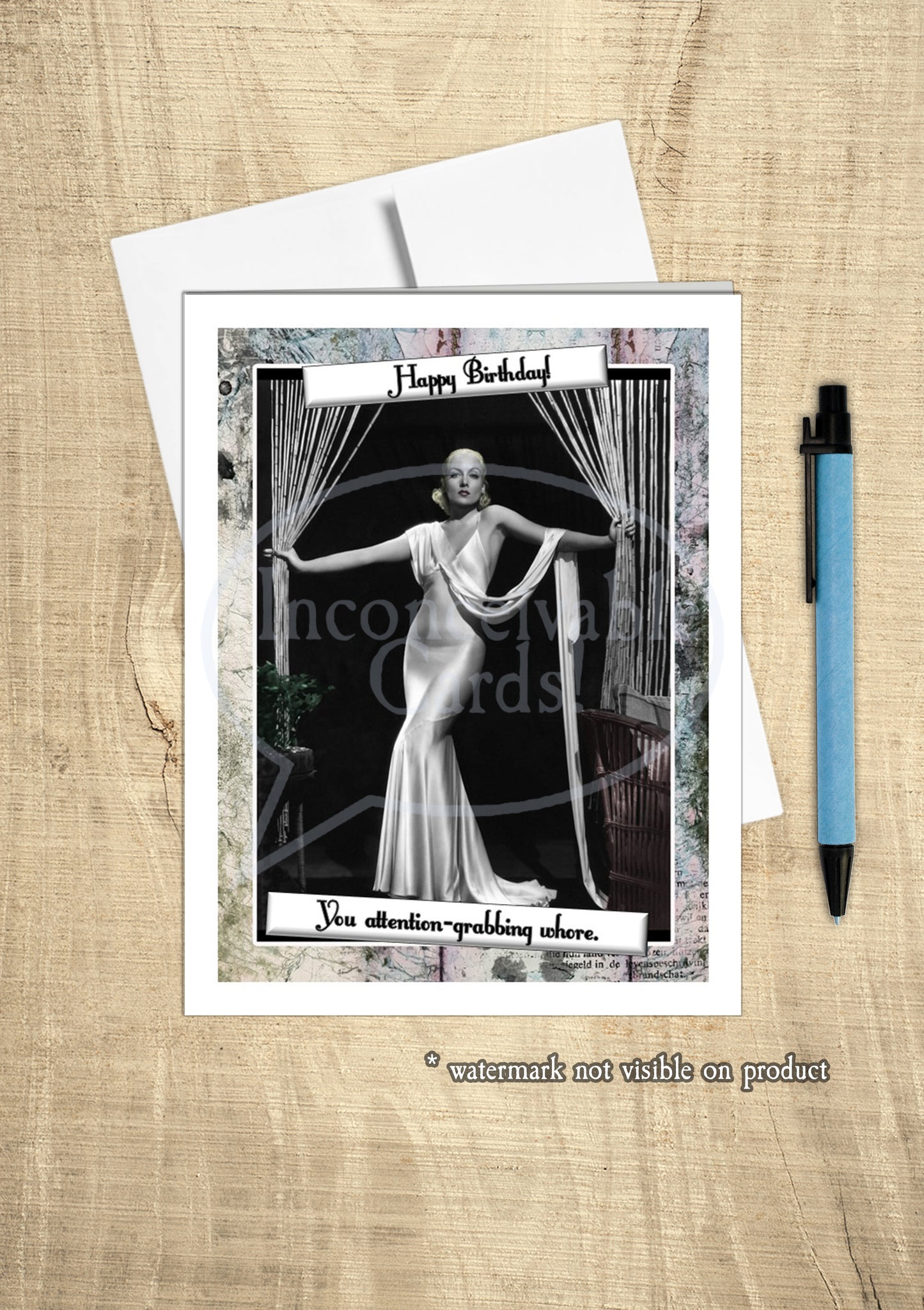 Retro - "Attention Grabbing Whore" Birthday Card, Card for her