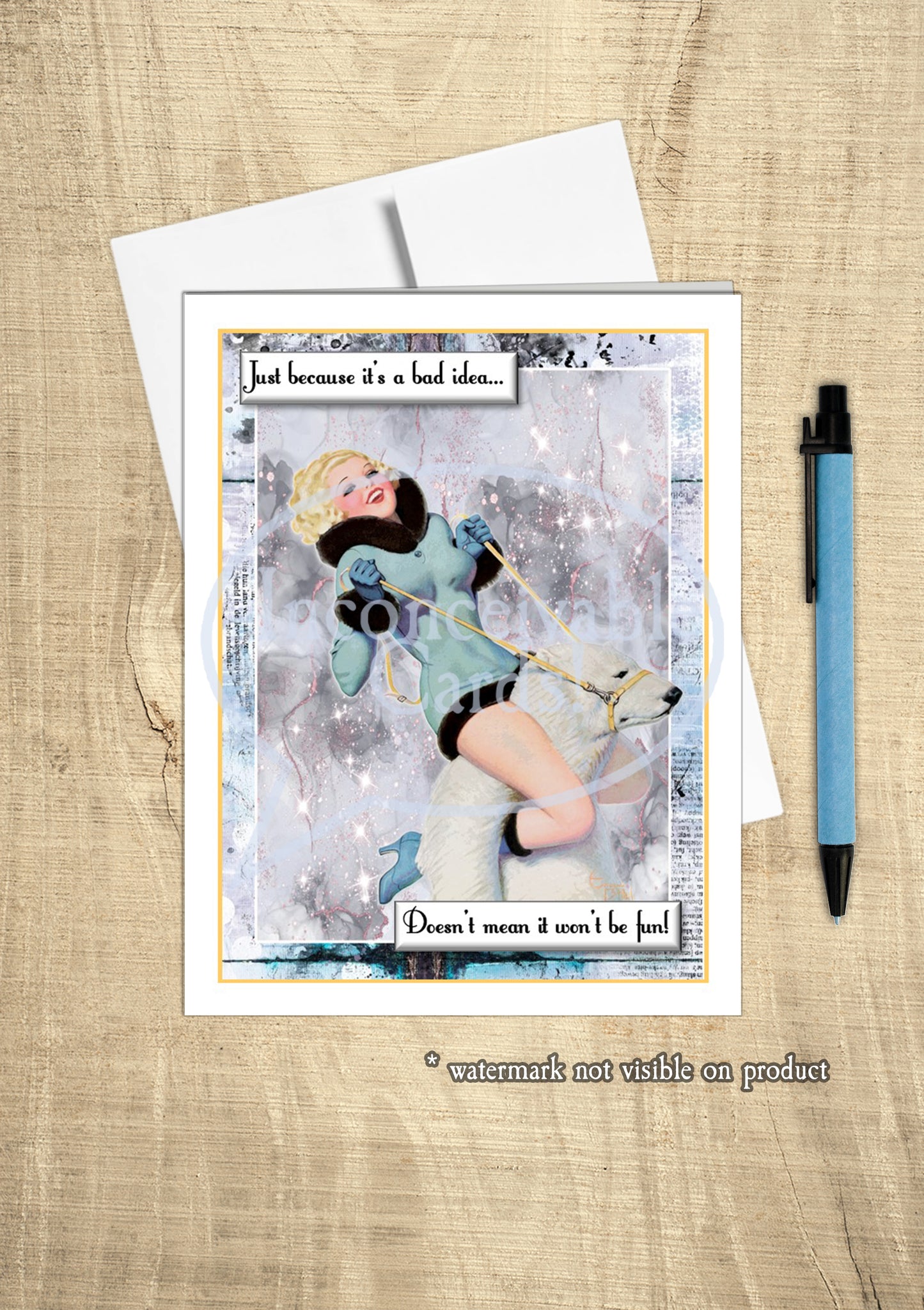 Retro Pinup - Funny "Just Because It's Stupid" Card, Card for Drama Queen, BFF Card