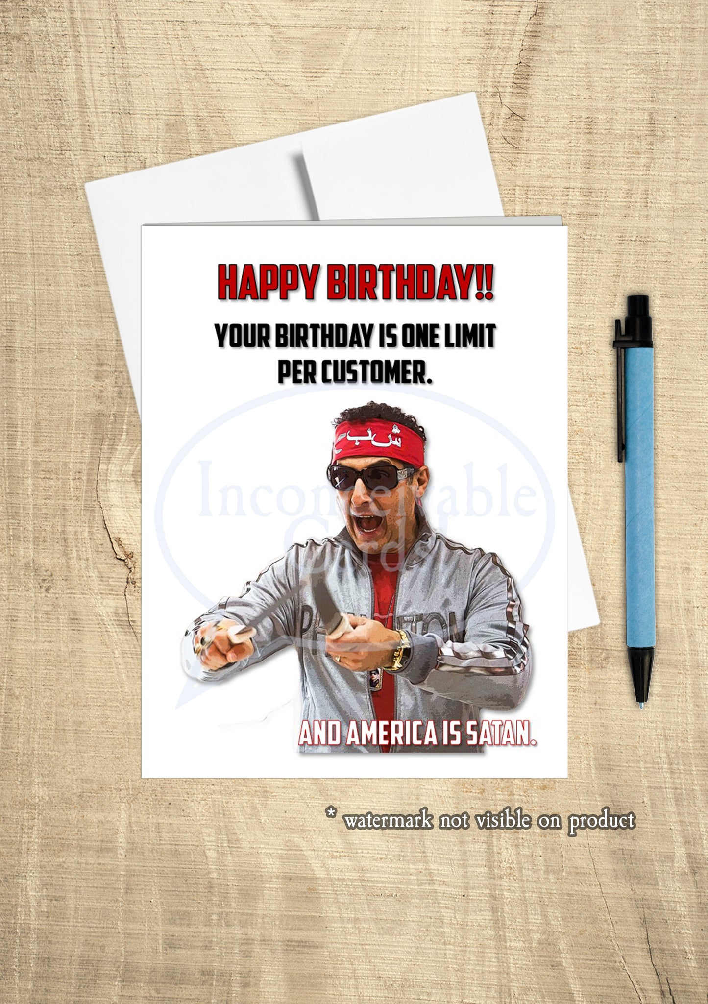 Zohan - "America is Satan" Funny Birthday Card, Phantom
