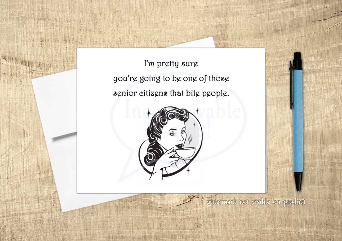 "Senior Citizen Who Bites People" Funny Birthday Card for Best Friend