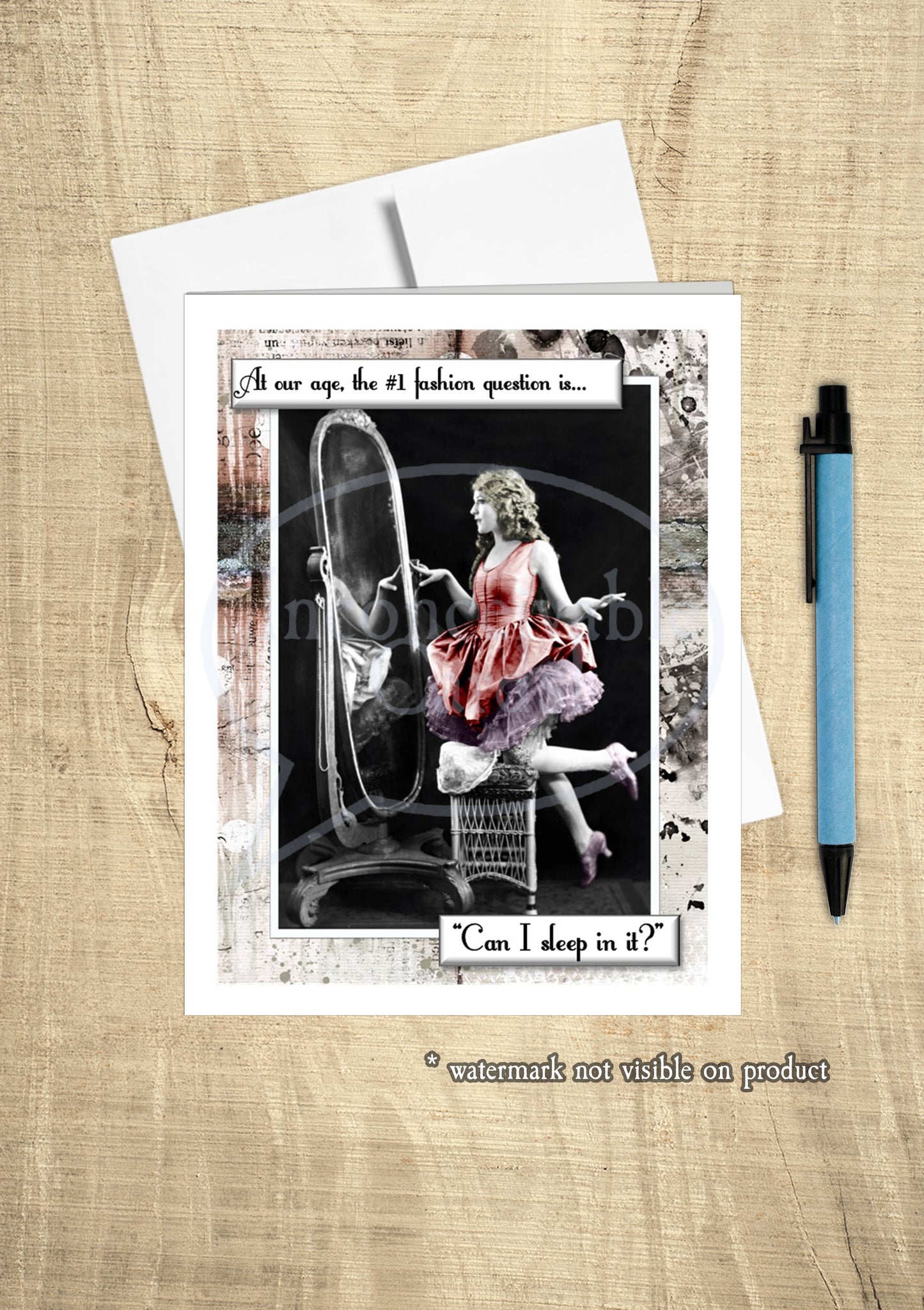 Funny "Fashion Question is Can I Sleep in It" Retro Vintage Funny Birthday Card