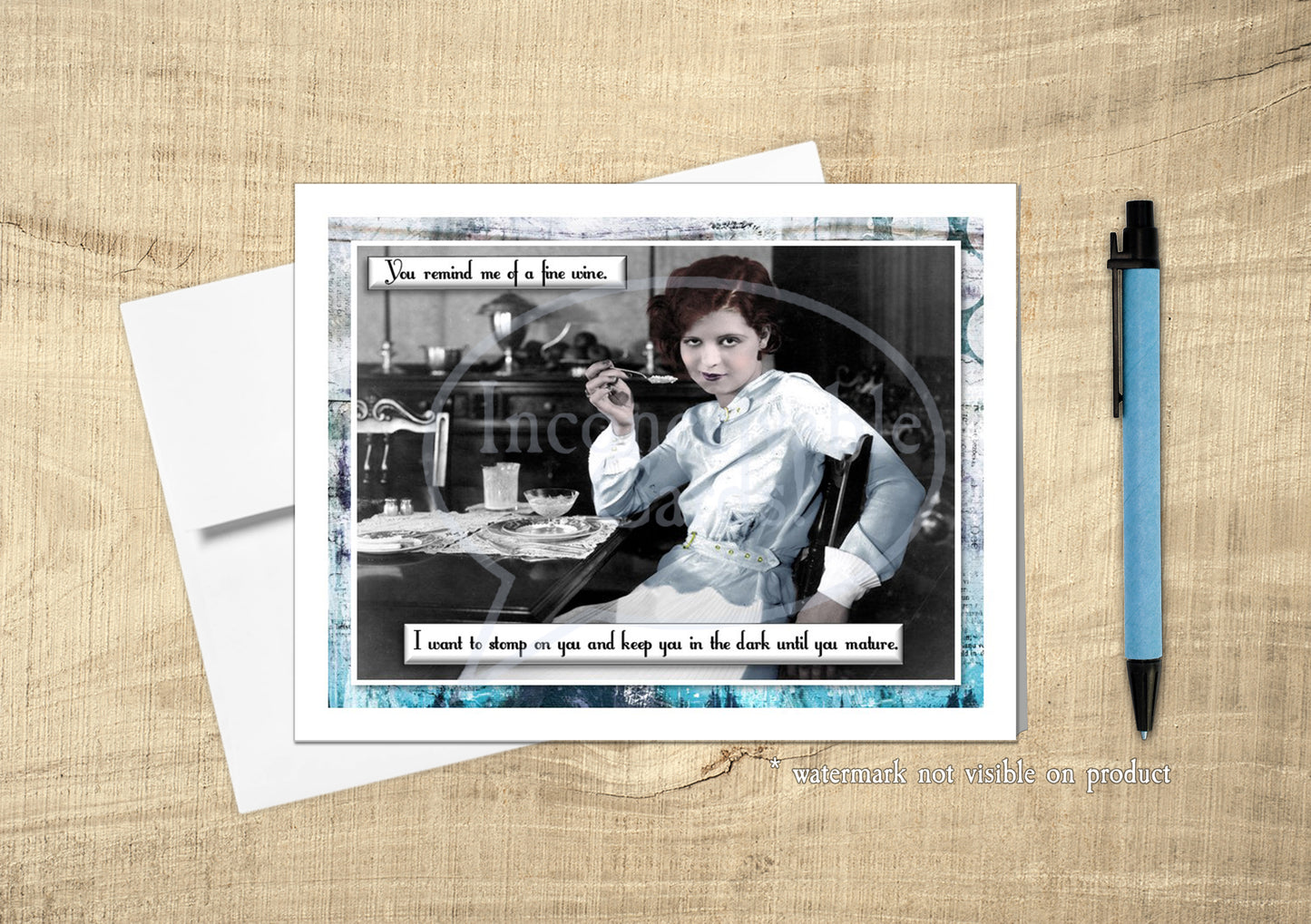 Retro Pinup - Funny "Stomp You Like Wine" Card, Card for Drama Queen, Rude Card for Frenemy