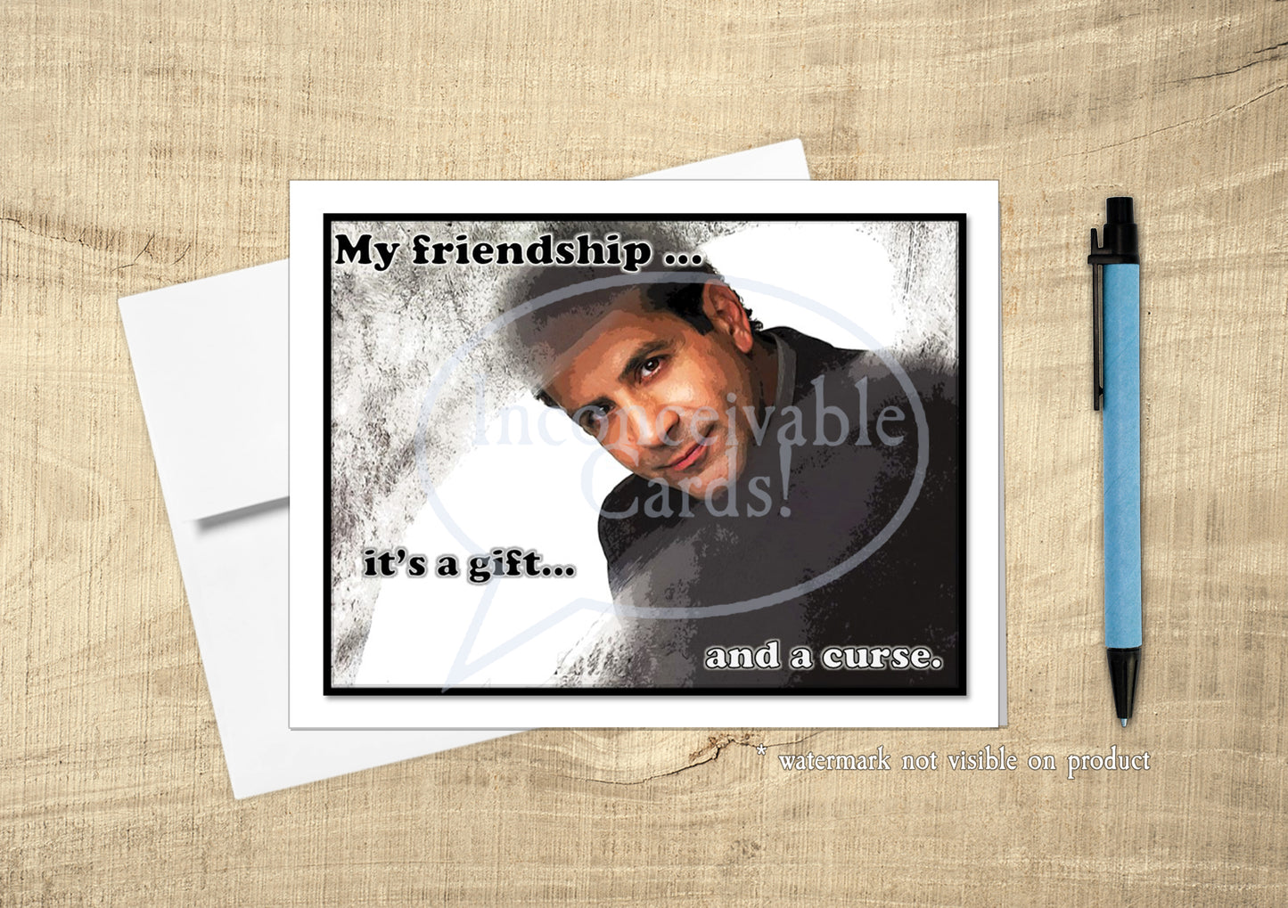 Monk "Friendship is a Blessing and a Curse" Funny Card, Just Because, Friendship Card