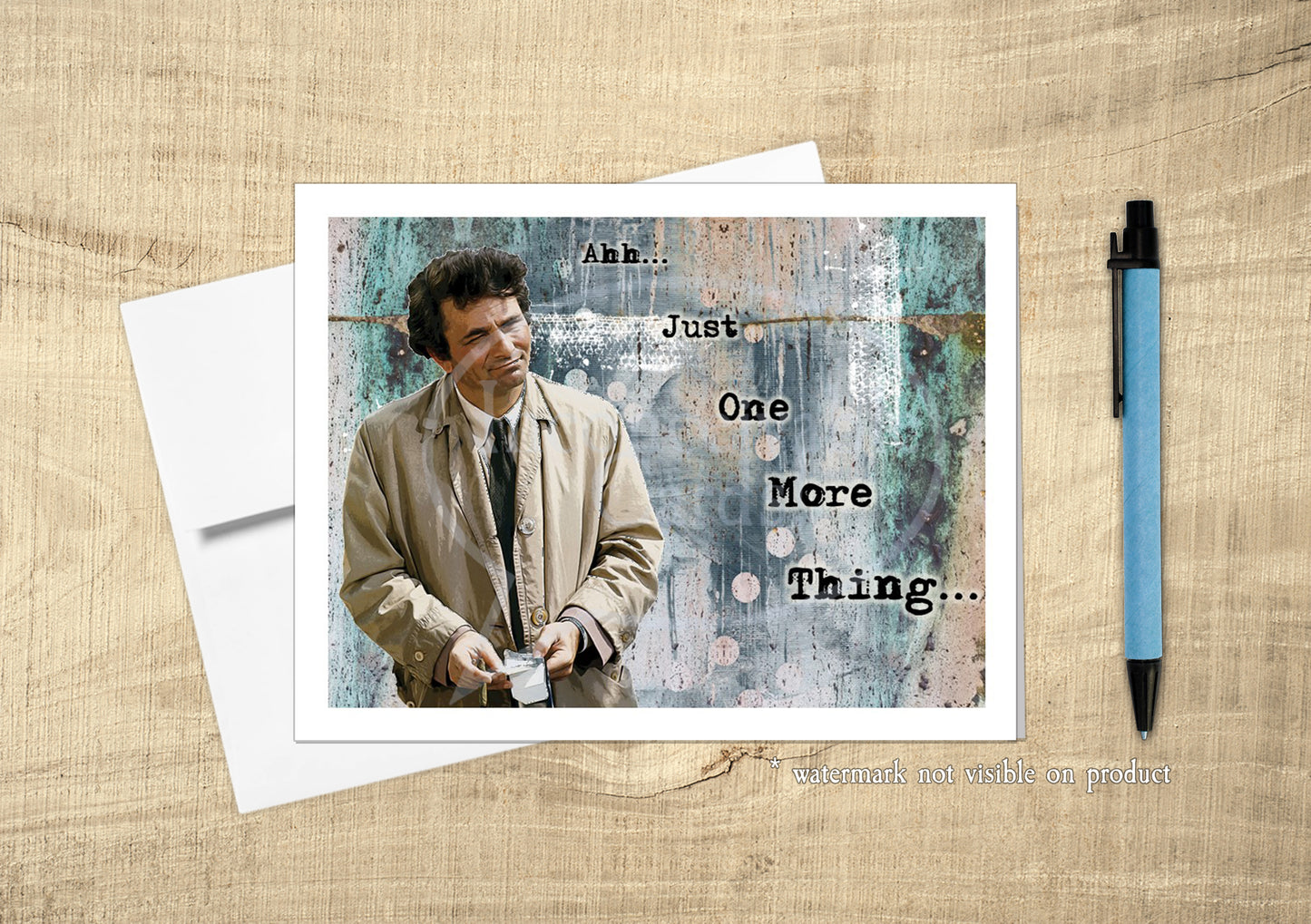 Colombo - Funny Just Because Card, Colored Background