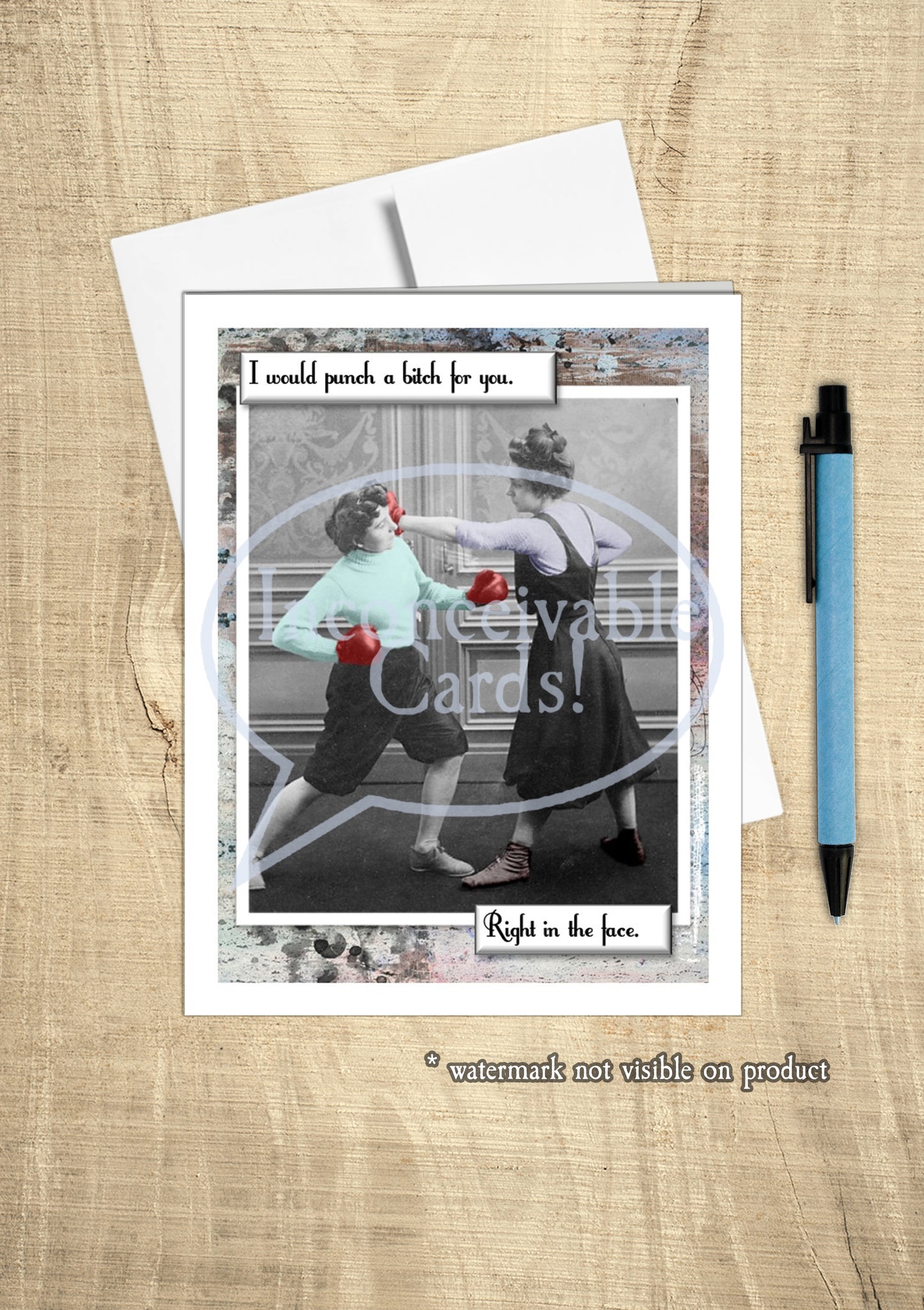 Retro "Punch a B*tch For You" Friendship Card, Just Because