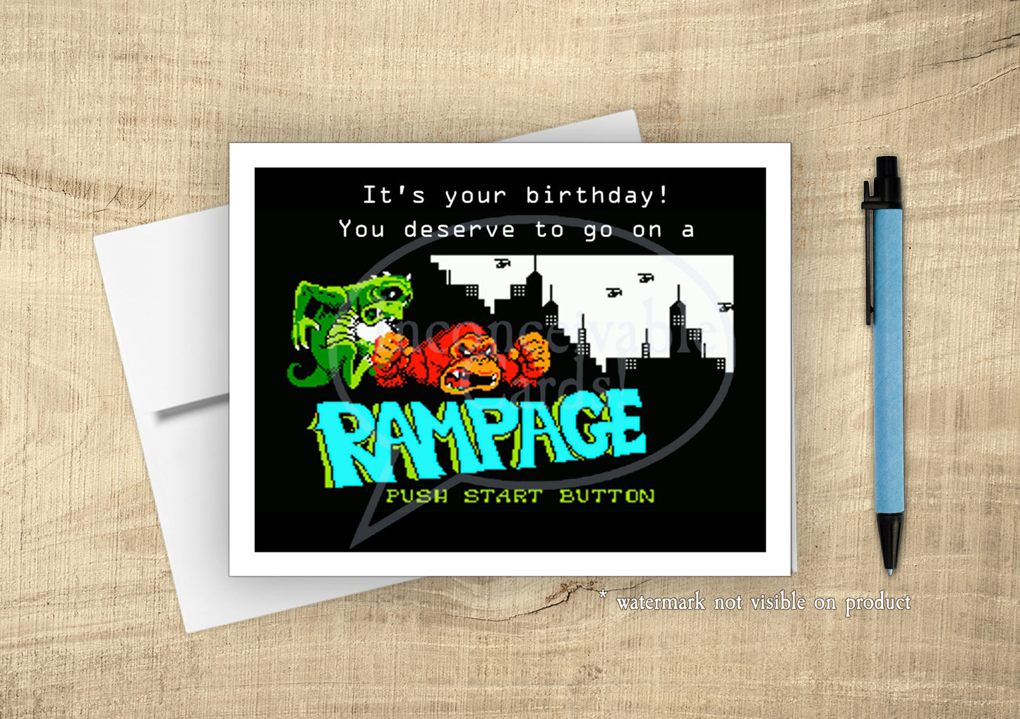 Funny "You Deserve a Rampage" Birthday Card, Card for Gamers, Old School