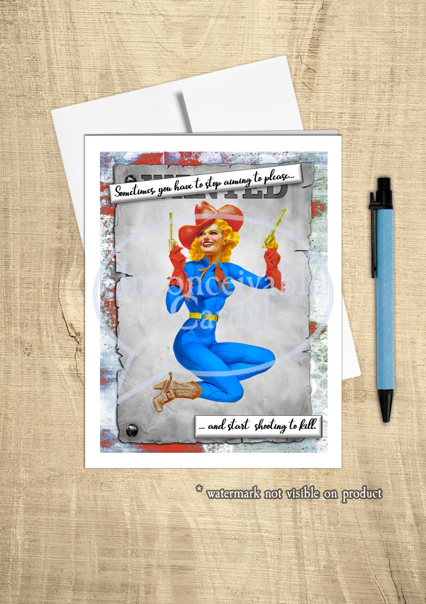 Retro Pinup - Funny "Shoot to Kill" Sympathy Card, Thinking of You Card for her
