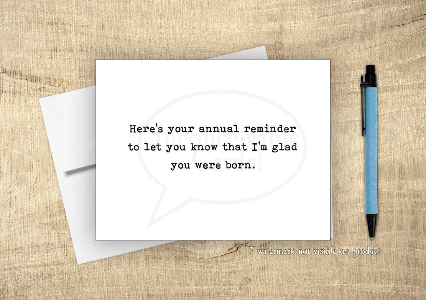 Funny "Annual Reminder" Birthday Card, Funny birthday card, Rude & Sarcastic Birthday Card, Thinking of You