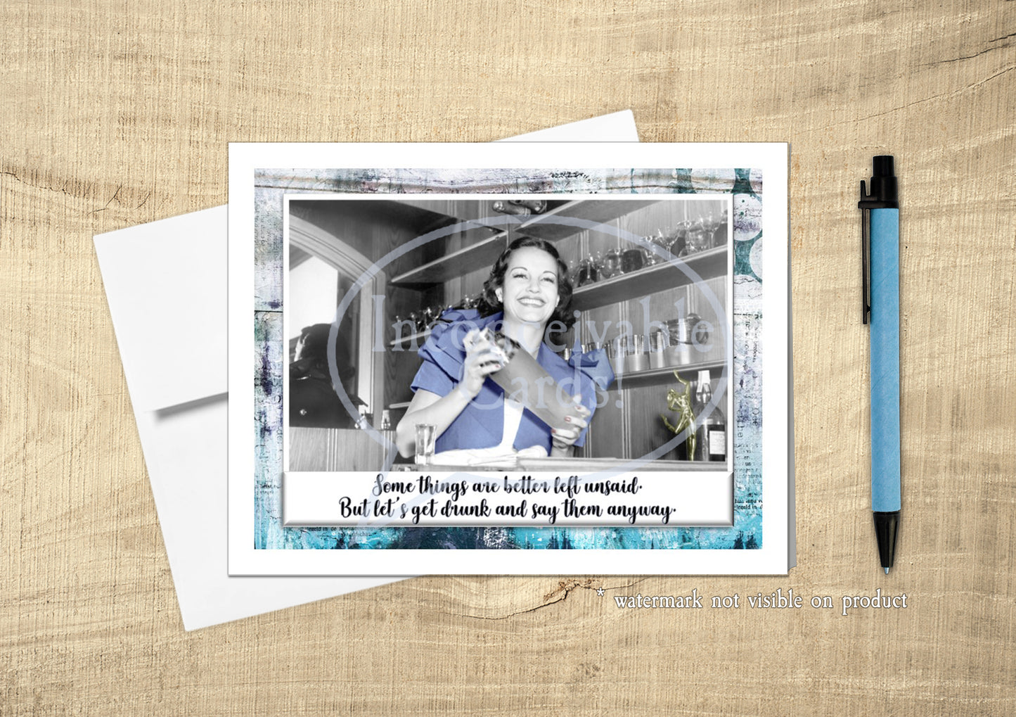 Retro Pinup - "Let's Get Drunk" Funny Friendship Card, Just Because Card