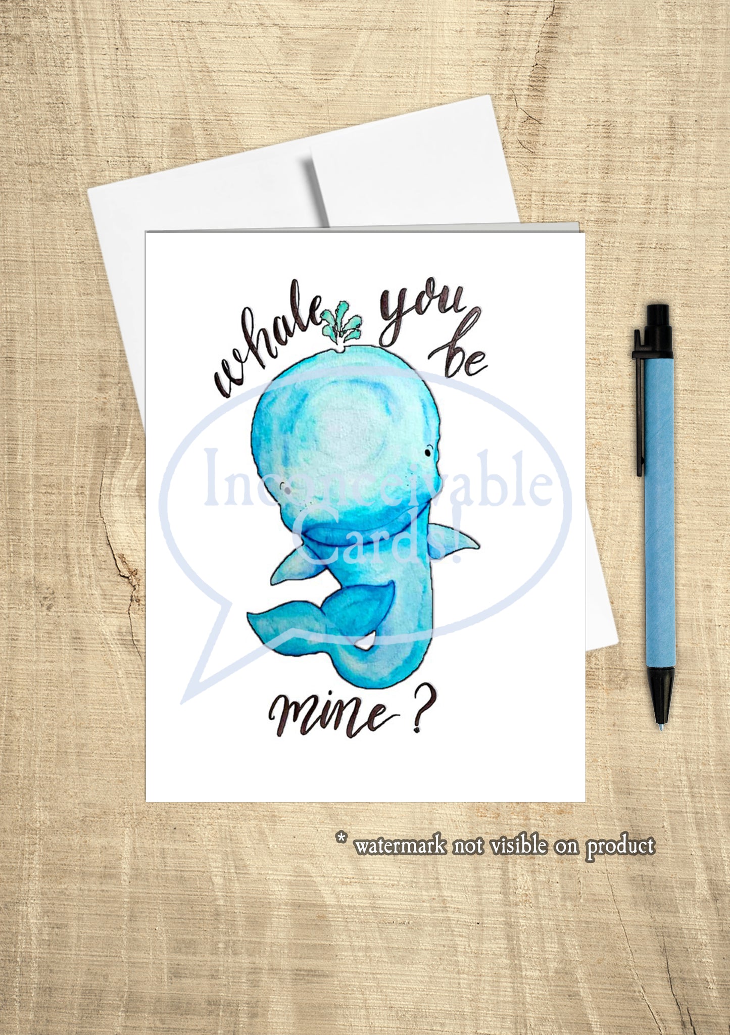 Cute "Whale You Be Mine" Card, Valentine's Day Card, Anniversary Card