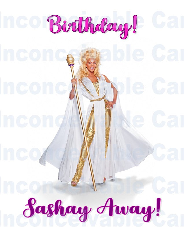 RuPaul - "Birthday Sashay Away!" Card, Funny Birthday Card, Rude Humor Birthday Card