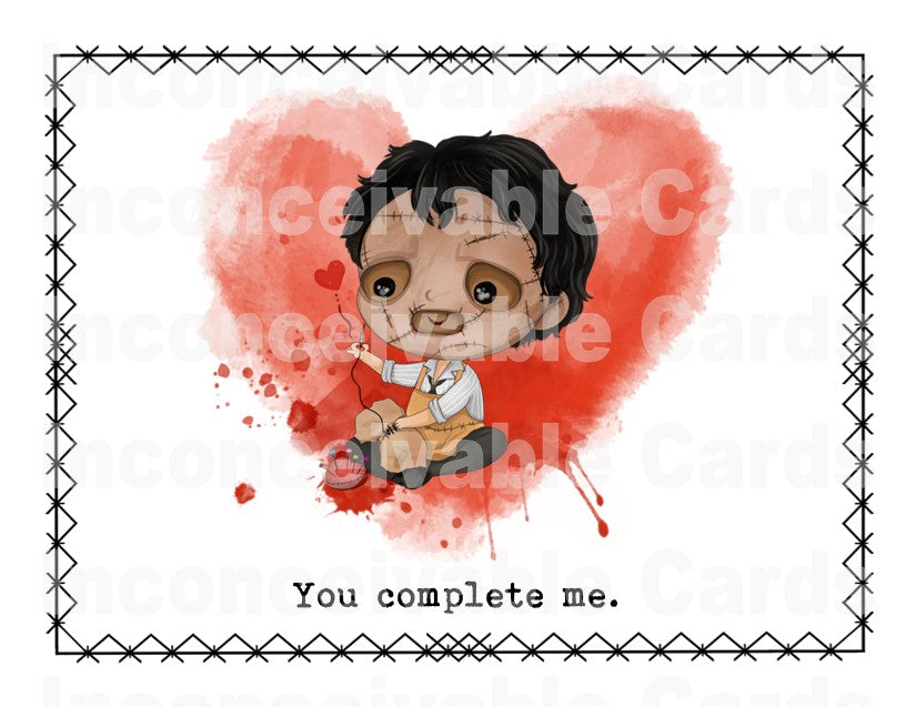 Creepy Card, Leatherface, Scary Romantic Card, Love Card, Anniversary, Thinking of You Card