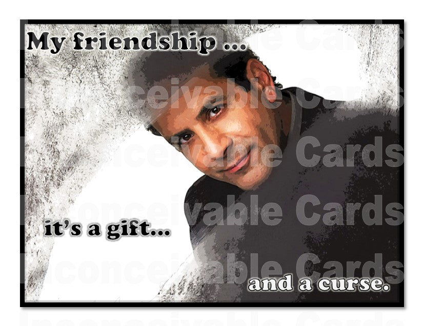 Monk "Friendship is a Blessing and a Curse" Funny Card, Just Because, Friendship Card