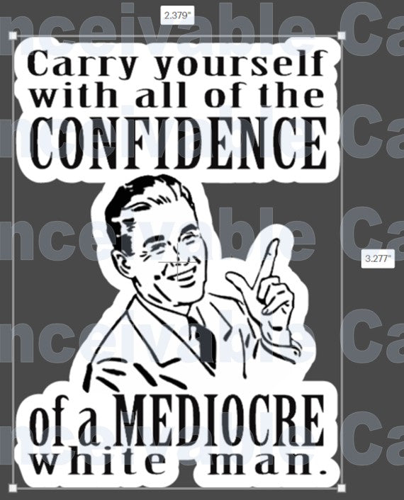 Mediocre White Man Cartoon Waterproof Vinyl Sticker