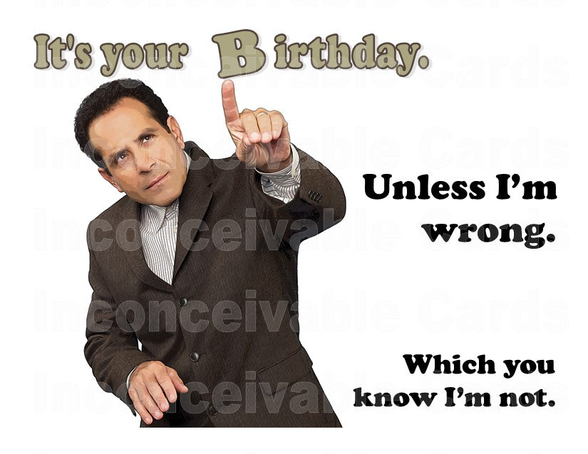 Monk "I Could Be Wrong, But I'm Not Funny" Birthday Card for Mystery Lovers