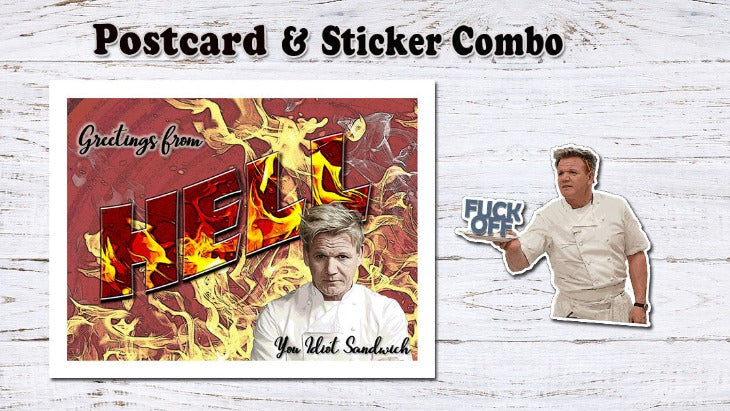 Chef From Hell Postcard and Sticker Bundle