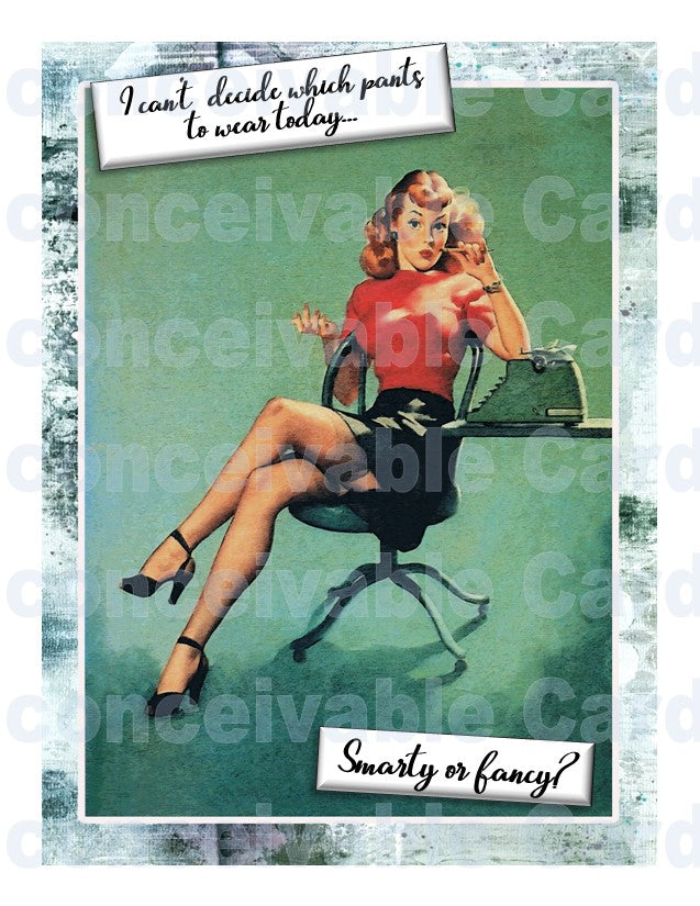 Retro PinUp "Smarty Pants" Card