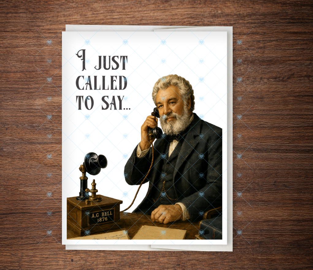 Alexander Graham Bell Card, I Just Called to Say Card, Funny History Card, Telephone Pun, Thinking of You Card