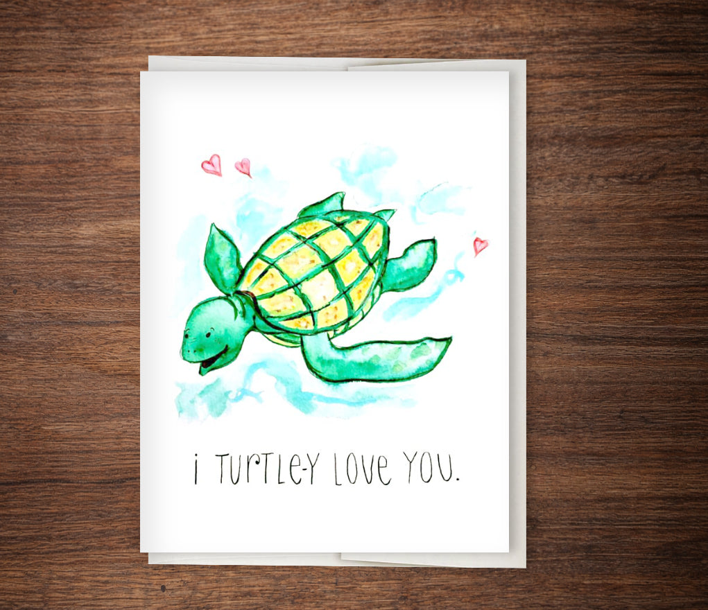 Cute "Turtley in Love With You" Card for Love, Romance, Valentine's Day