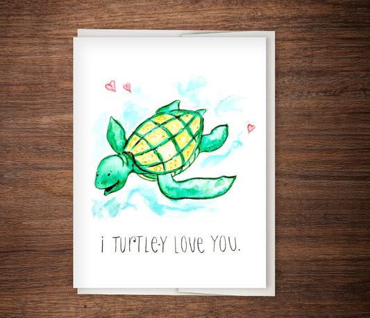 Cute "Turtley in Love With You" Card for Love, Romance, Valentine's Day