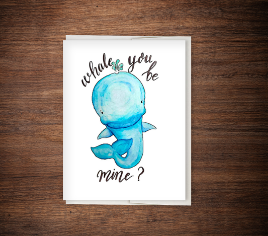 Cute "Whale You Be Mine" Card, Valentine's Day Card, Anniversary Card
