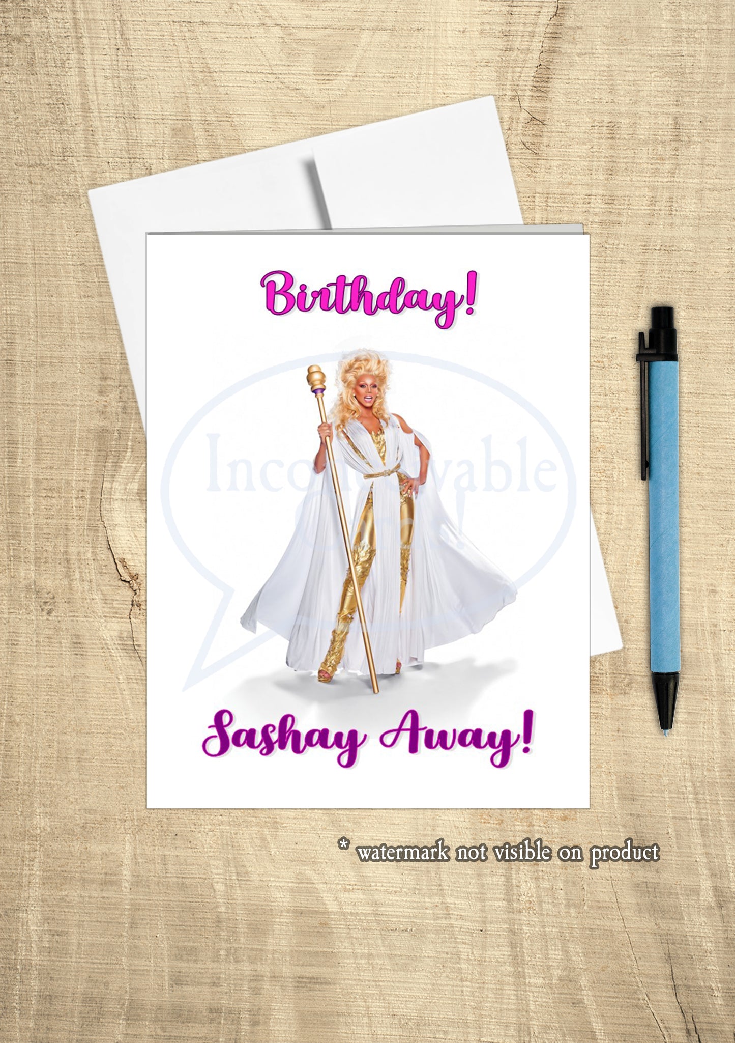 RuPaul - "Birthday Sashay Away!" Card, Funny Birthday Card, Rude Humor Birthday Card