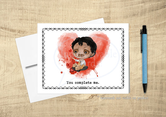 Creepy Card, Leatherface, Scary Romantic Card, Love Card, Anniversary, Thinking of You Card