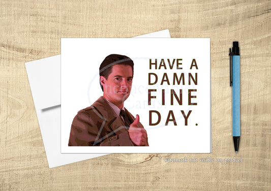 Twin Peaks - "Damn Fine Card" Dale Cooper, Thinking of You Card, Good Luck, Any Occasion Card