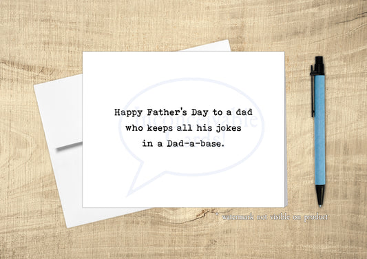Dad Joke "Dad-A-Base" Funny Father's Day Card, Funny Card for Dad