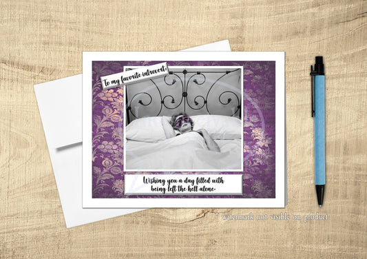 Retro Pinup, Funny Introvert Card, Thinking of You Introvert Card, Any Occasion Card for Introvert