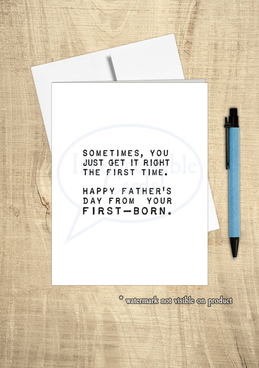 Father's Day First Born Card, Funny Card for Dad