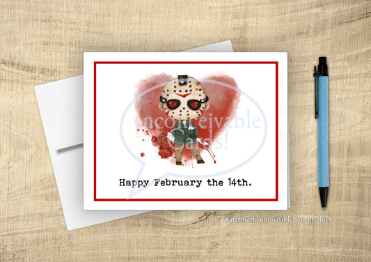 Creepy Serial Killer Feb 14 Valentines Card, Love Card, Funny Scary Card, Anniversary, Thinking of You Card