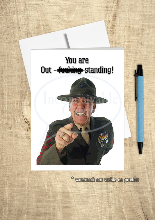 Marines - Funny "Out-F[censored] Standing" Birthday Card, Congratulations Card, Graduation