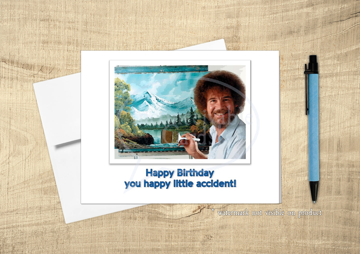 Funny "Happy Little Accident" Birthday Card, Famous Artists