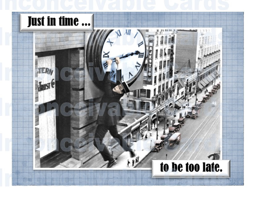 Retro "Just in Time" Belated Card for Any Occasion