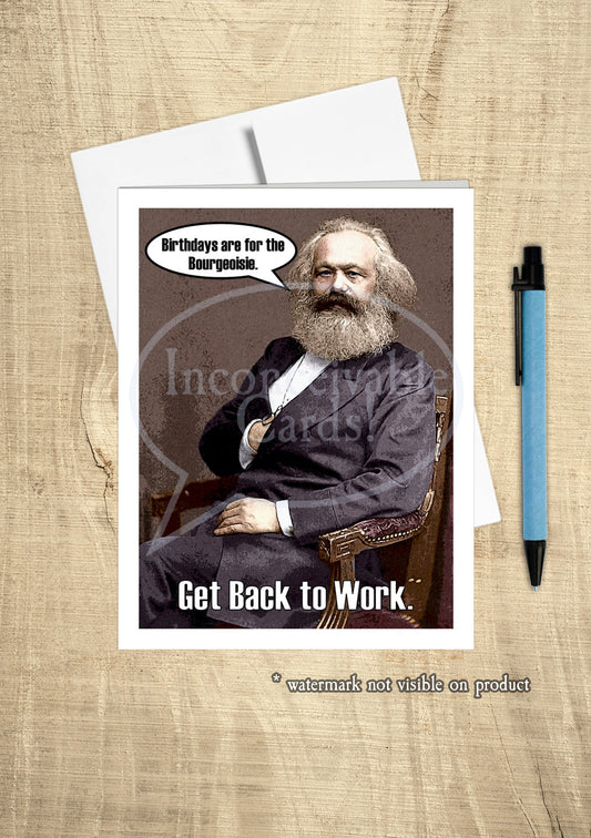 Karl Marx "Birthday are for Bougies" - Funny Romantic Card, Anniversary Card, Dark Humor