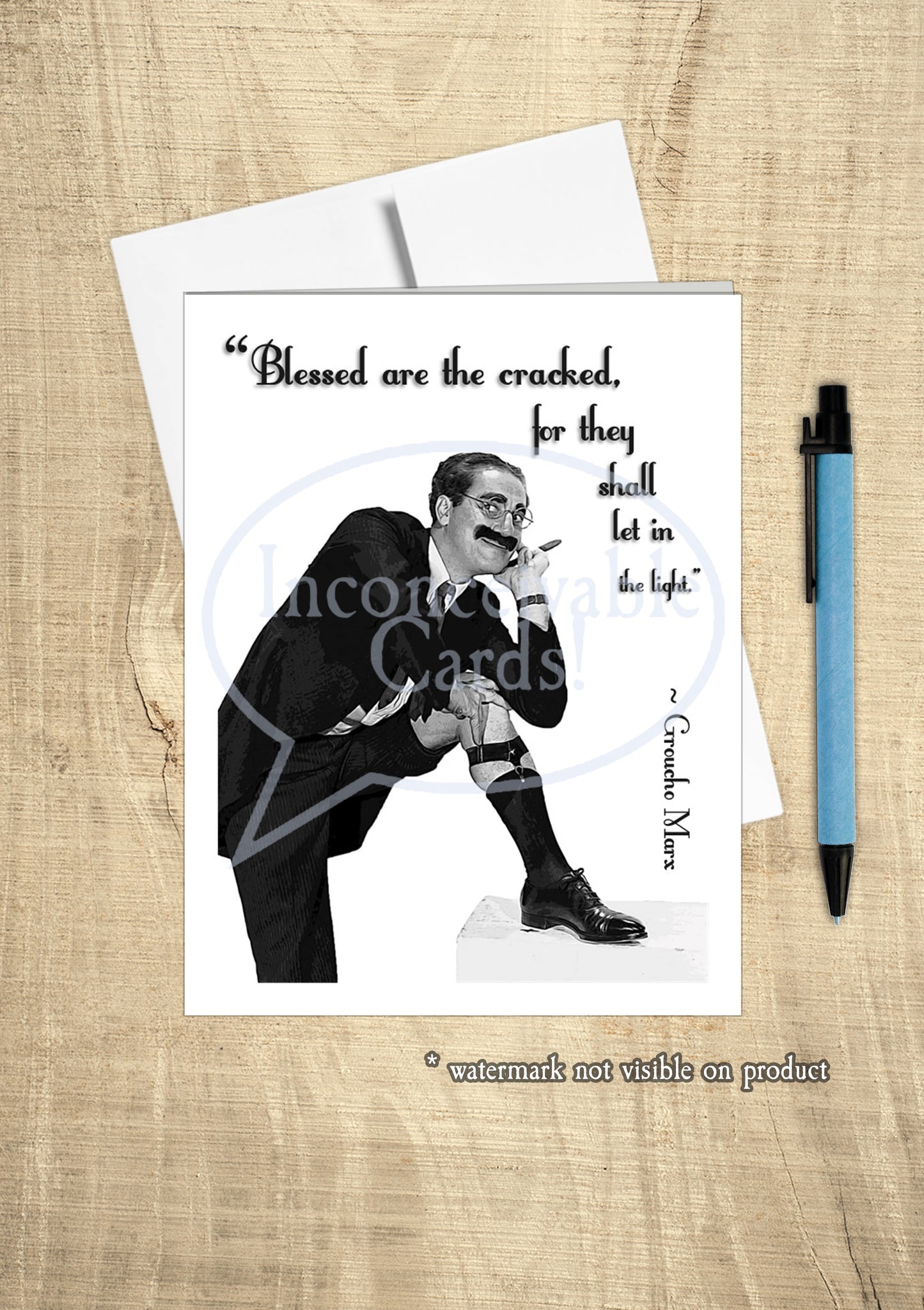 Groucho Marx - "Blessed are the Cracked" Encouragement Card, Card for Support