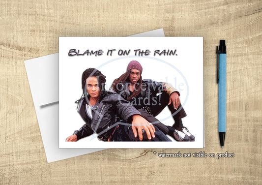 Milli Vanilli "Blame it on the Rain" Belated Card for Birthday, Anniversary Belated Card