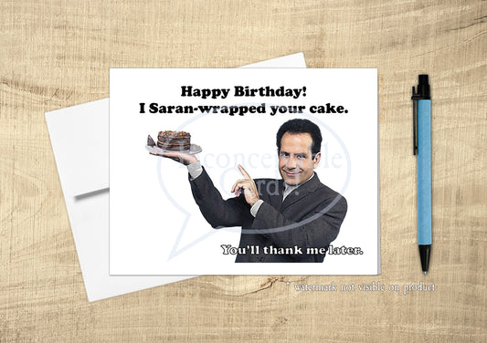 Monk - "I Saran Wrapped Your Cake" Birthday Card