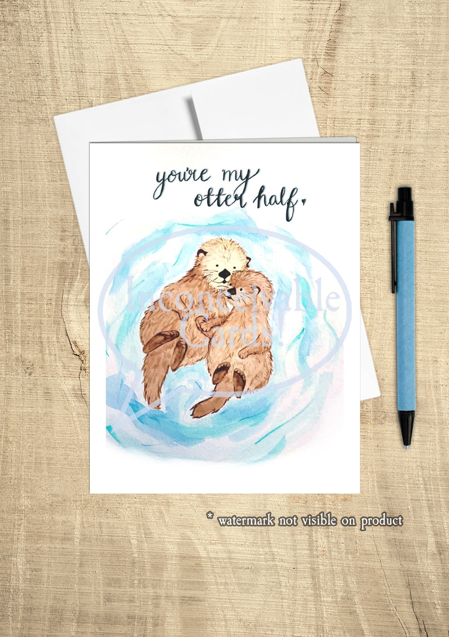 Adorable "You're My Otter Half" Love Card, Valentine's Day Card, Anniversary Card