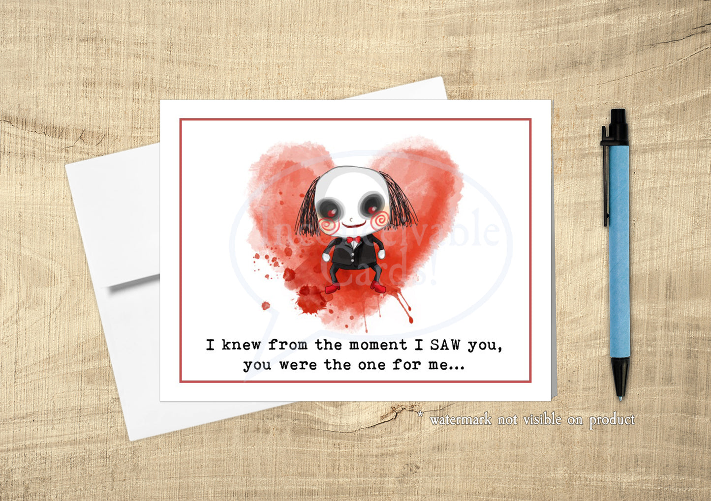 Creepy Saw Romantic Card, Jig Saw Card, Love Card, Anniversary, Thinking of You Card