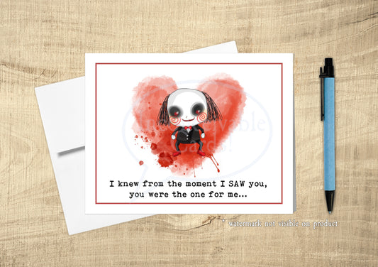 Creepy Saw Romantic Card, Jig Saw Card, Love Card, Anniversary, Thinking of You Card