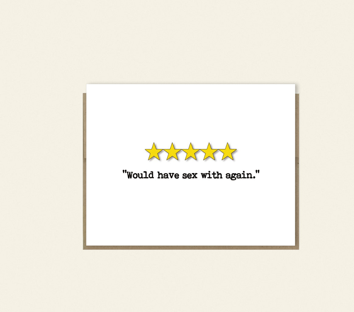 Funny "5 Stars Would Sex Again" Dirty Card, Romantic Card, Thinking of You, I Love You