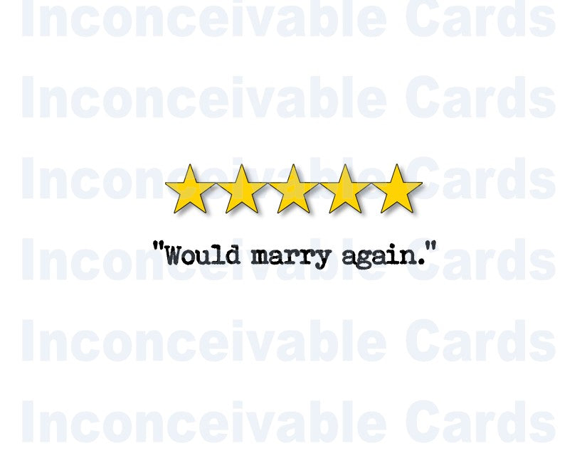 Funny "5 Stars Would Marry Again" Sweet Card, Romantic Card, Thinking of You, I Love You