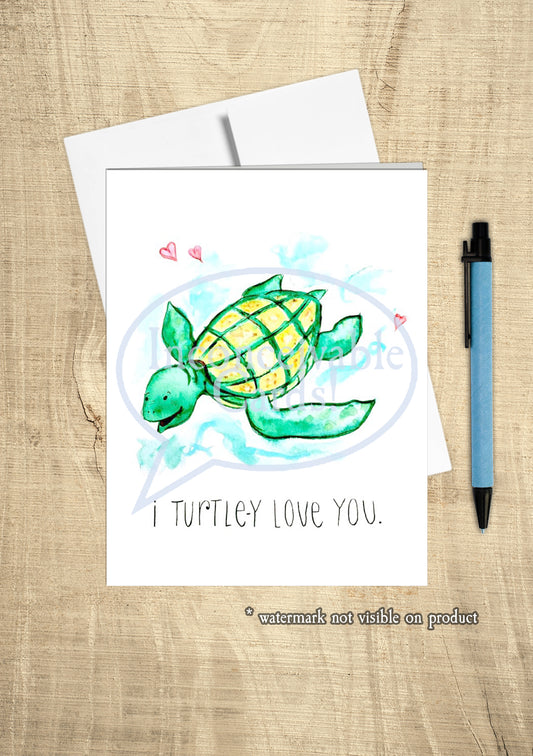 Cute "Turtley in Love With You" Card for Love, Romance, Valentine's Day