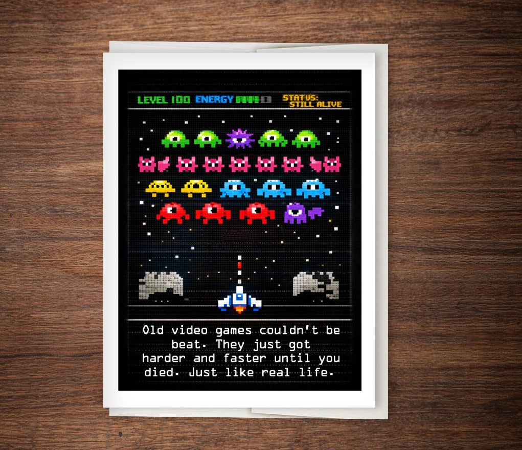 “Old Video Games Couldn’t Be Beat” Funny Retro Gamer Birthday Card
